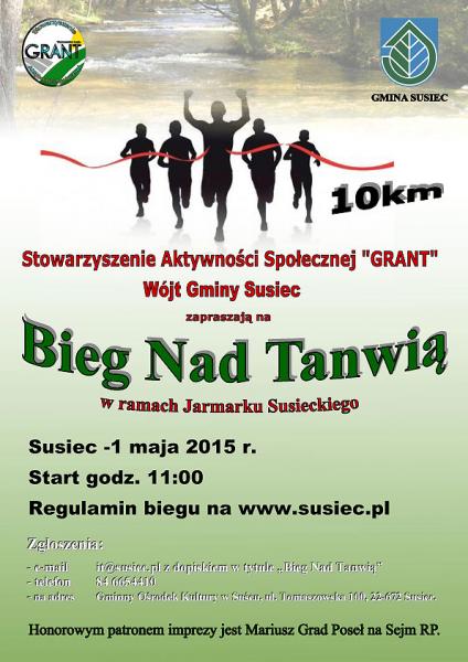 Bieg Nad Tanwią na dystansie 10 km - 1.05.2015 r. godz. 11:00 w Suścu
